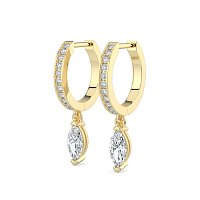 Diamond Earring Huggies with Claw Set Lab-grown Diamond Drop