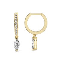 Diamond Earring Huggies with Claw Set Lab-grown Diamond Drop