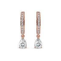 Diamond Earring Huggies with Claw Set Lab-grown Diamond Drop