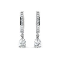 Diamond Earring Huggies with Claw Set Lab-grown Diamond Drop