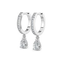 Diamond Earring Huggies with Claw Set Lab-grown Diamond Drop