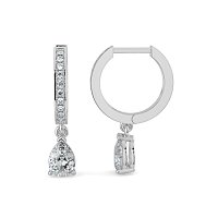 Diamond Earring Huggies with Claw Set Lab-grown Diamond Drop