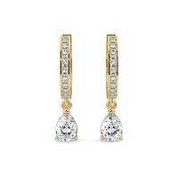 Diamond Earring Huggies with Claw Set Lab-grown Diamond Drop