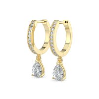Diamond Earring Huggies with Claw Set Lab-grown Diamond Drop