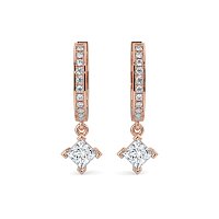 Diamond Earring Huggies with Claw Set Lab-grown Diamond Drop