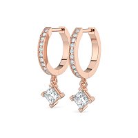 Diamond Earring Huggies with Claw Set Lab-grown Diamond Drop