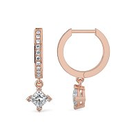 Diamond Earring Huggies with Claw Set Lab-grown Diamond Drop