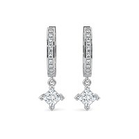 Diamond Earring Huggies with Claw Set Lab-grown Diamond Drop