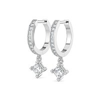 Diamond Earring Huggies with Claw Set Lab-grown Diamond Drop