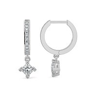 Diamond Earring Huggies with Claw Set Lab-grown Diamond Drop