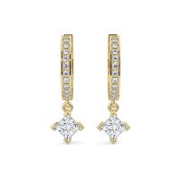 Diamond Earring Huggies with Claw Set Lab-grown Diamond Drop