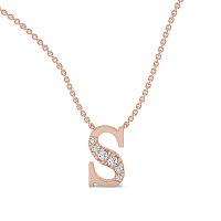 S Bound Initial Pendant with Lab-Grown Diamonds and Attached Chain 0.10cts