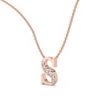 S Bound Initial Pendant with Lab-Grown Diamonds and Attached Chain 0.10cts