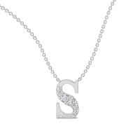 S Bound Initial Pendant with Lab-Grown Diamonds and Attached Chain 0.10cts