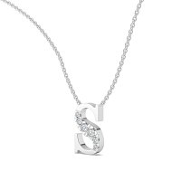 S Bound Initial Pendant with Lab-Grown Diamonds and Attached Chain 0.10cts