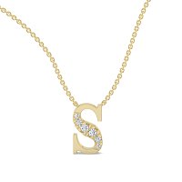 S Bound Initial Pendant with Lab-Grown Diamonds and Attached Chain 0.10cts