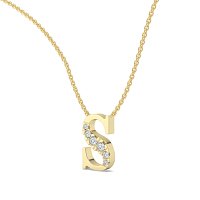 S Bound Initial Pendant with Lab-Grown Diamonds and Attached Chain 0.10cts