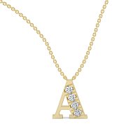 A Bound Initial Pendant with Lab-Grown Diamonds and Attached Chain 0.2cts