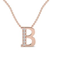 B Bound Initial Pendant with Lab-Grown Diamonds and Attached Chain 0.09cts