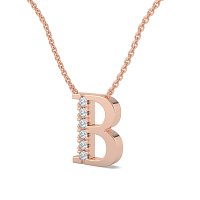 B Bound Initial Pendant with Lab-Grown Diamonds and Attached Chain 0.09cts