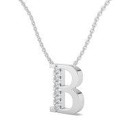 B Bound Initial Pendant with Lab-Grown Diamonds and Attached Chain 0.09cts