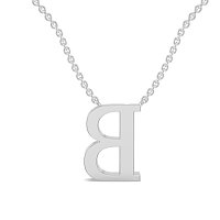 B Bound Initial Pendant with Lab-Grown Diamonds and Attached Chain 0.09cts