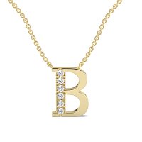 B Bound Initial Pendant with Lab-Grown Diamonds and Attached Chain 0.09cts