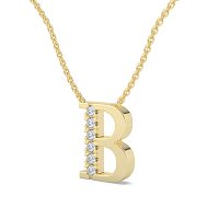 B Bound Initial Pendant with Lab-Grown Diamonds and Attached Chain 0.09cts