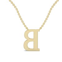 B Bound Initial Pendant with Lab-Grown Diamonds and Attached Chain 0.09cts