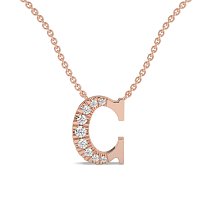 C Bound Initial Pendant with Lab-Grown Diamonds and Attached Chain 0.12cts
