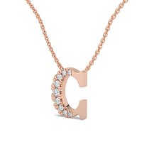 C Bound Initial Pendant with Lab-Grown Diamonds and Attached Chain 0.12cts