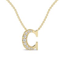 C Bound Initial Pendant with Lab-Grown Diamonds and Attached Chain 0.12cts