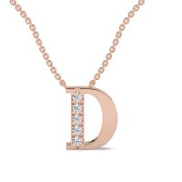 D Bound Initial Pendant with Lab-Grown Diamonds and Attached Chain 0.11cts