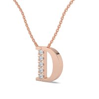 D Bound Initial Pendant with Lab-Grown Diamonds and Attached Chain 0.11cts