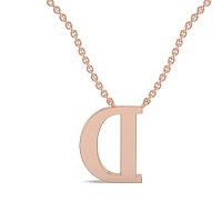D Bound Initial Pendant with Lab-Grown Diamonds and Attached Chain 0.11cts