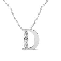 D Bound Initial Pendant with Lab-Grown Diamonds and Attached Chain 0.11cts