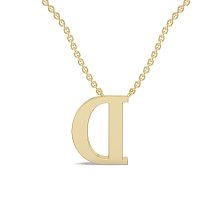 D Bound Initial Pendant with Lab-Grown Diamonds and Attached Chain 0.11cts