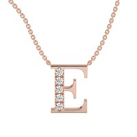 E Bound Initial Pendant with Lab-Grown Diamonds and Attached Chain 0.15cts