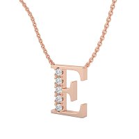 E Bound Initial Pendant with Lab-Grown Diamonds and Attached Chain 0.15cts