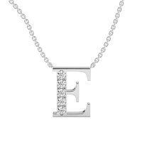 E Bound Initial Pendant with Lab-Grown Diamonds and Attached Chain 0.15cts