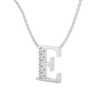 E Bound Initial Pendant with Lab-Grown Diamonds and Attached Chain 0.15cts