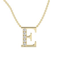 E Bound Initial Pendant with Lab-Grown Diamonds and Attached Chain 0.15cts