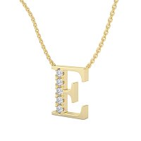 E Bound Initial Pendant with Lab-Grown Diamonds and Attached Chain 0.15cts