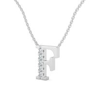 F Bound Initial Pendant with Lab-Grown Diamonds and Attached Chain 0.15cts