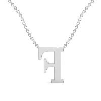 F Bound Initial Pendant with Lab-Grown Diamonds and Attached Chain 0.15cts