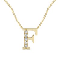 F Bound Initial Pendant with Lab-Grown Diamonds and Attached Chain 0.15cts