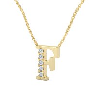 F Bound Initial Pendant with Lab-Grown Diamonds and Attached Chain 0.15cts