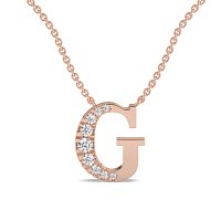 G Bound Initial Pendant with Lab-Grown Diamonds and Attached Chain 0.17cts