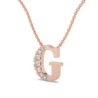 G Bound Initial Pendant with Lab-Grown Diamonds and Attached Chain 0.17cts