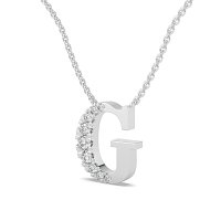 G Bound Initial Pendant with Lab-Grown Diamonds and Attached Chain 0.17cts